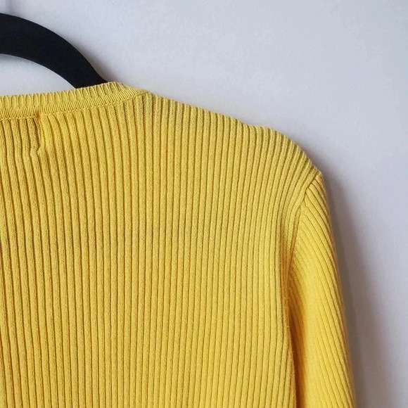 Vintage Y2K Jessica yellow cropped ribbed  cardigan - Picture 7 of 8